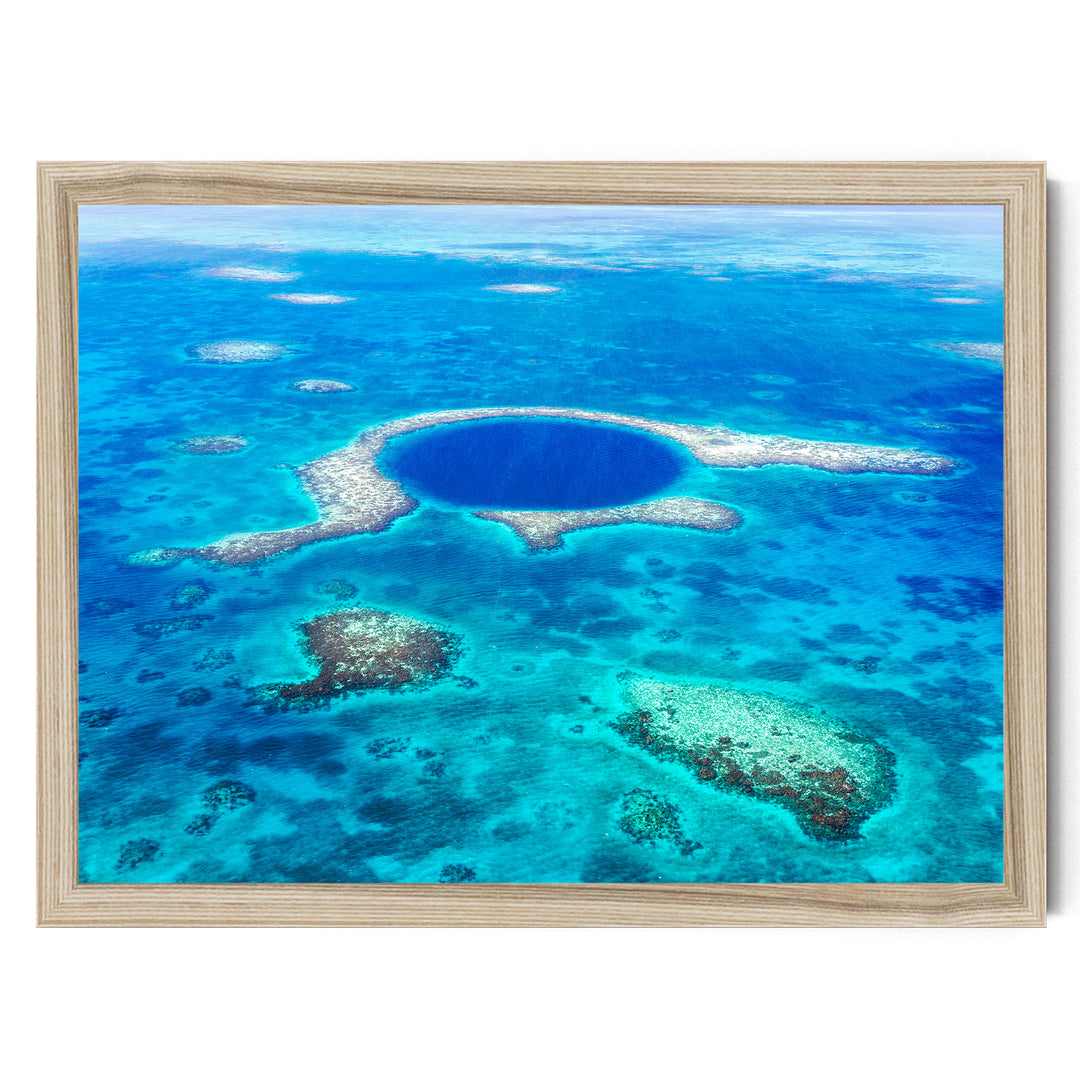 The Great Blue Hole, Belize – fine art print in a natural frame, no mat