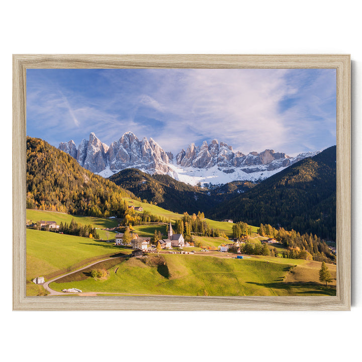Funes Valley, Dolomites, Italy – fine art print in a natural frame, no mat