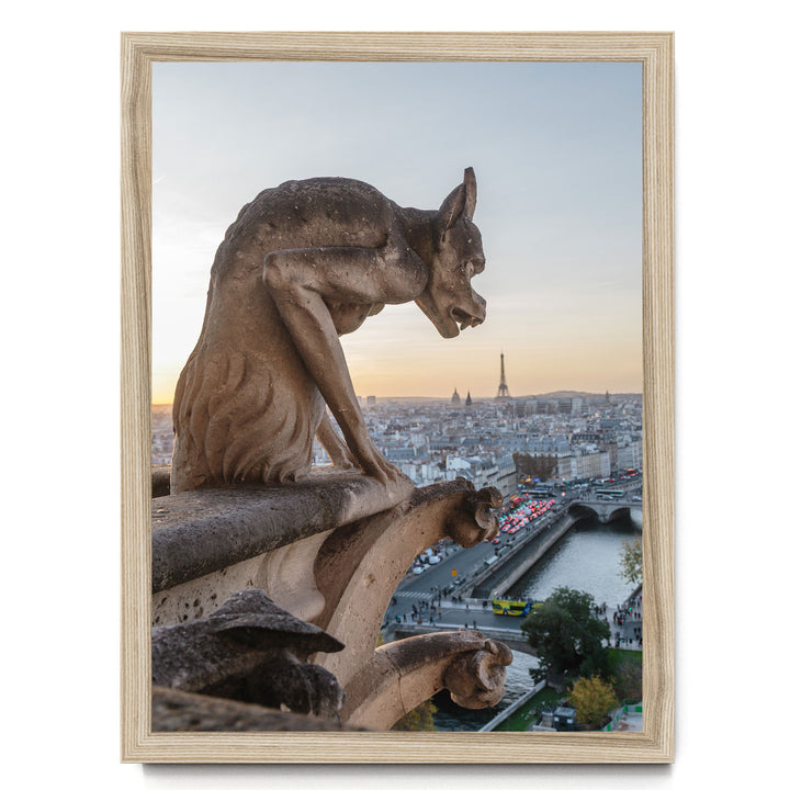 Notre-Dame Gargoyle, Paris, France – fine art print in a natural frame, no mat