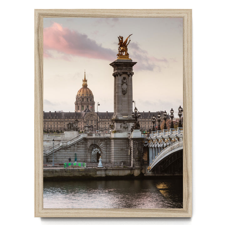 Sunrise on the River, Paris, France – fine art print in a natural frame, no mat