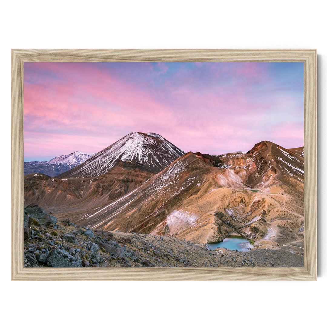 Tongariro Crossing, New Zealand – fine art print in a natural frame, no mat