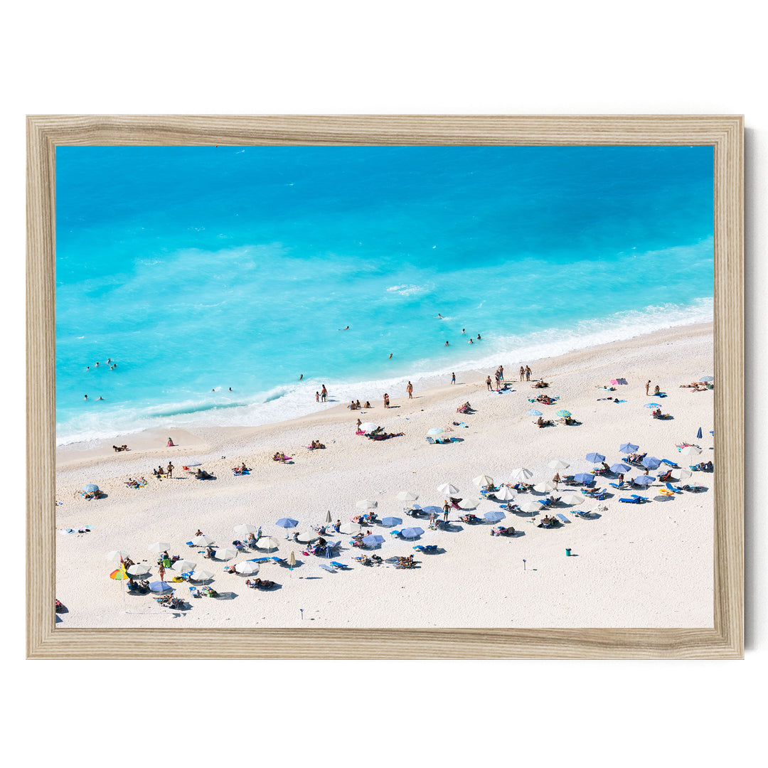 Beach Aerial, Greece I – fine art print in a natural frame, no mat