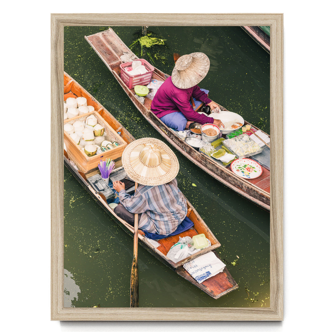 At the Floating Market, Bangkok I, Thailand – fine art print in a natural frame, no mat