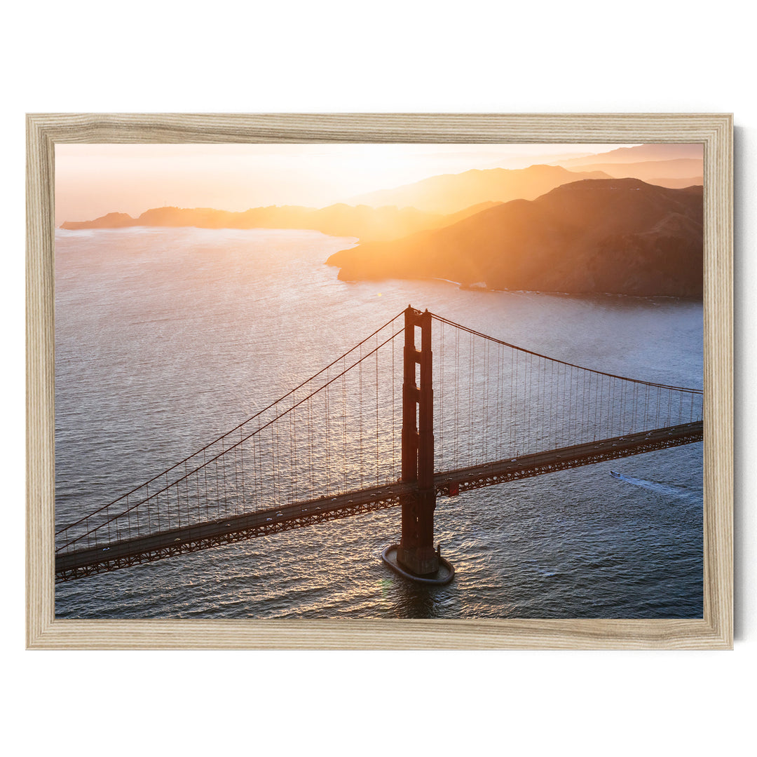 Sunset over the Bay, San Francisco, California – fine art print in a natural frame, no mat