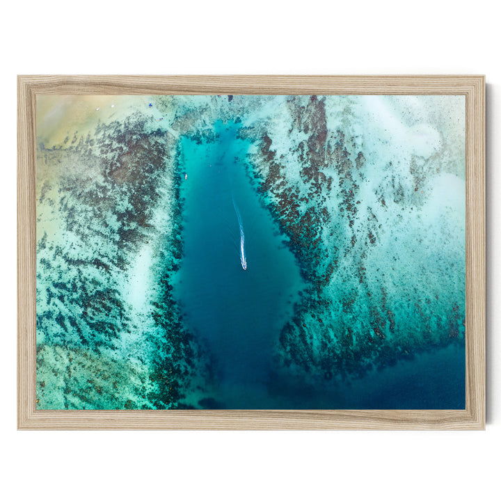 Tropical Sea Aerial, South-East Asia – fine art print in a natural frame, no mat