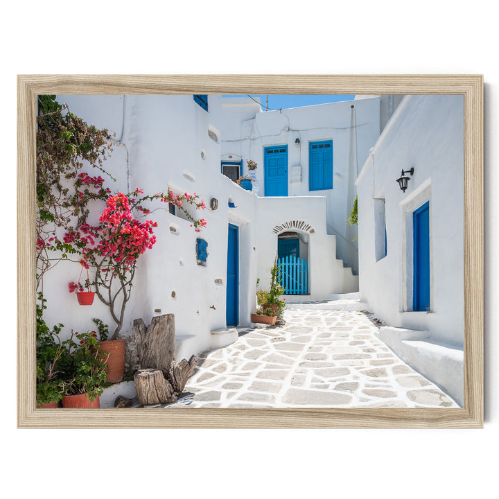 White Village, Paros, Greece – fine art print in a natural frame, no mat