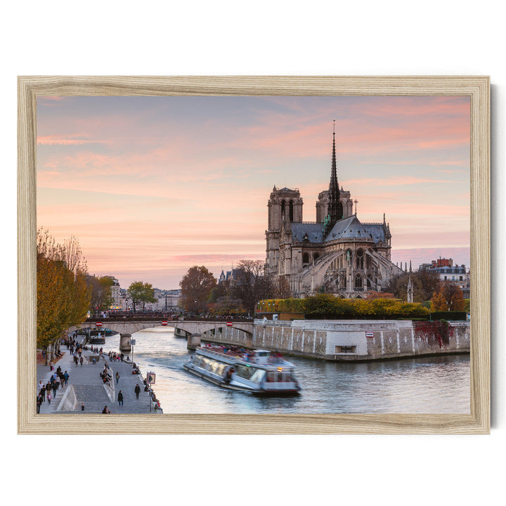 Notre-Dame at Sunset, Paris, France – fine art print in a natural frame, no mat