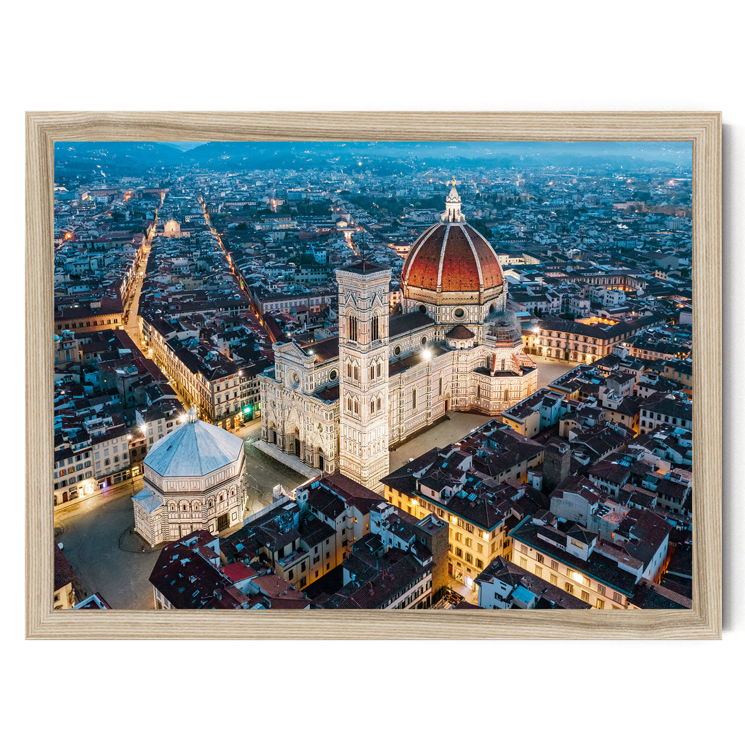 Night in Florence, Tuscany, Italy – fine art print in a natural frame, no mat