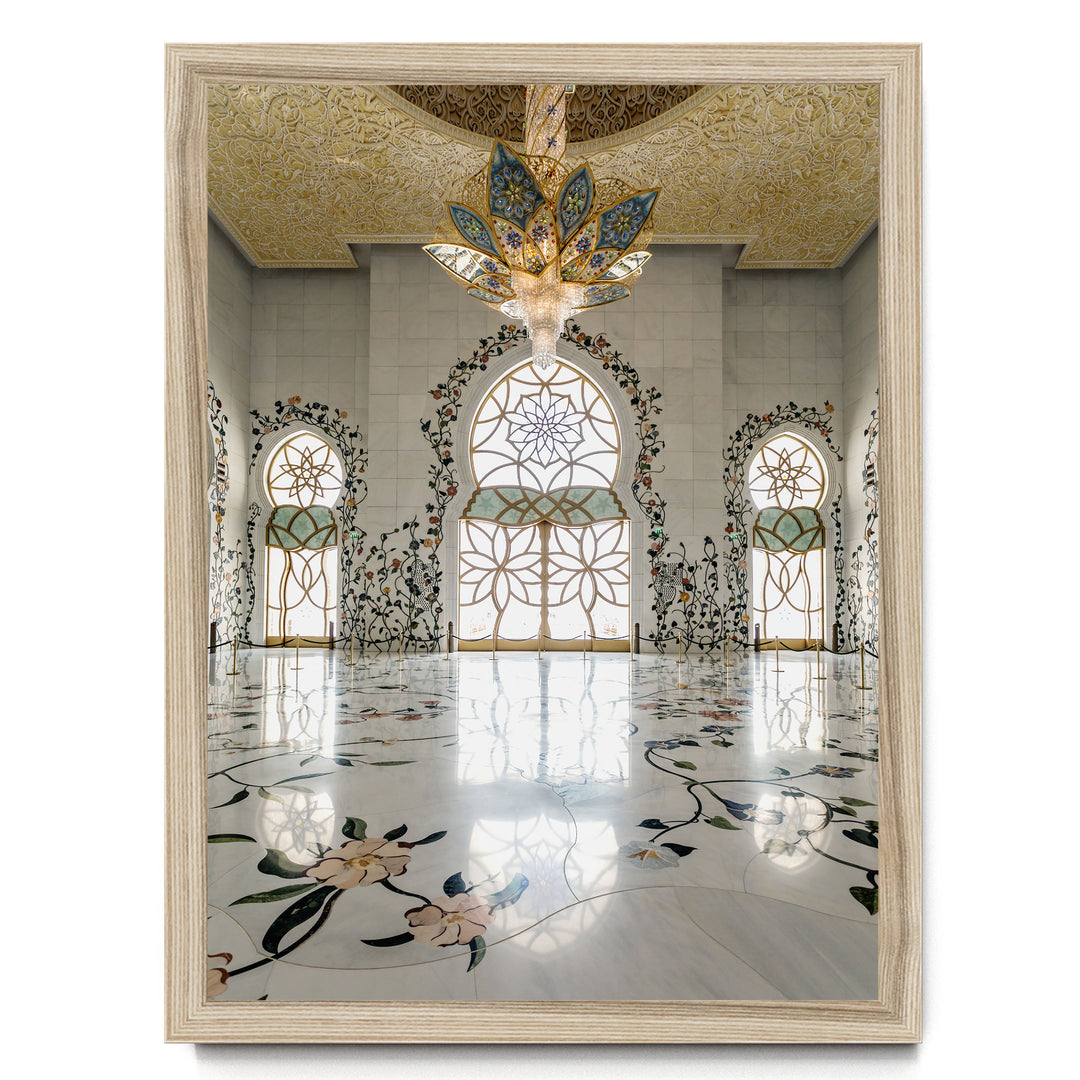 Grand Mosque Interior, Abu Dhabi, UAE – fine art print in a natural frame, no mat
