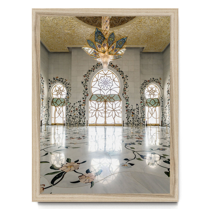 Grand Mosque Interior, Abu Dhabi, UAE – fine art print in a natural frame, no mat