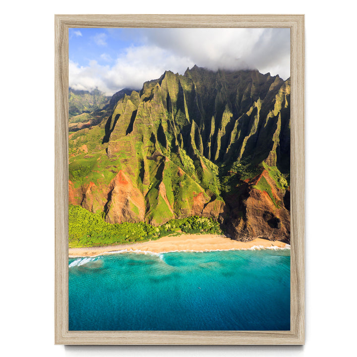 Kauai Cliffs III, Na Pali Coast, Hawaii – fine art print in a natural frame, no mat