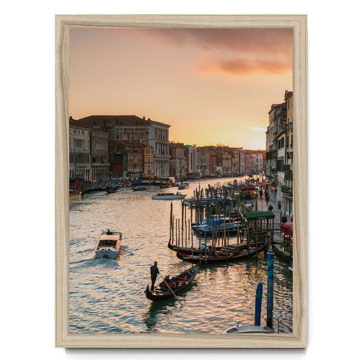 Grand Canal at Sunset, Venice, Italy – fine art print in a natural frame, no mat