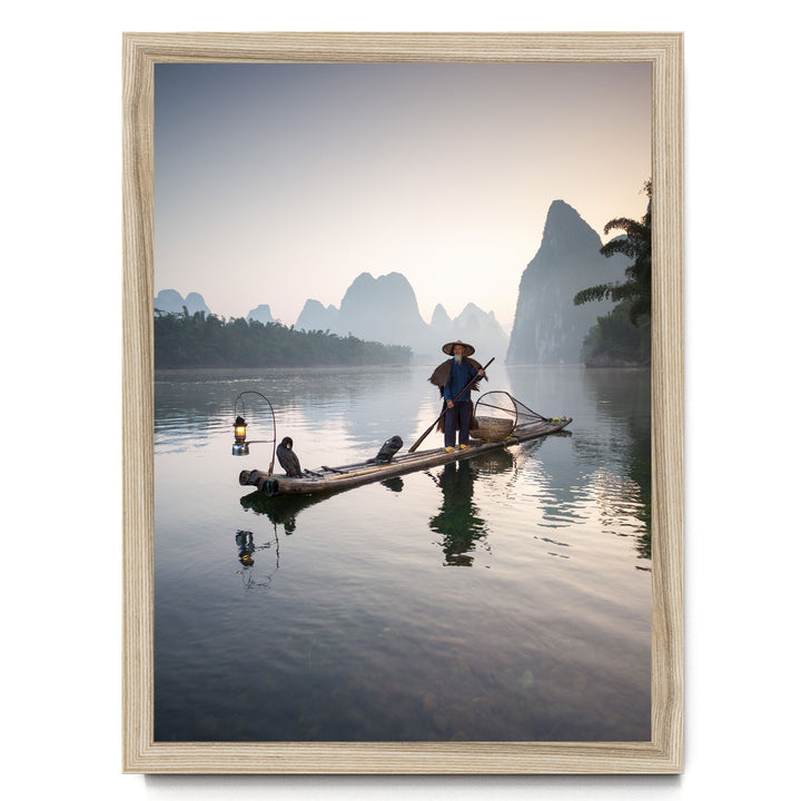 The Cormorant Fisherman, Myanmar – fine art print in a natural frame, no mat