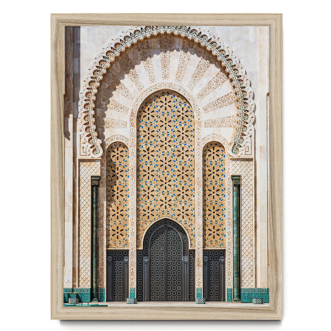 Moroccan Portal, Hassan II Mosque, Casablanca – fine art print in a natural frame, no mat