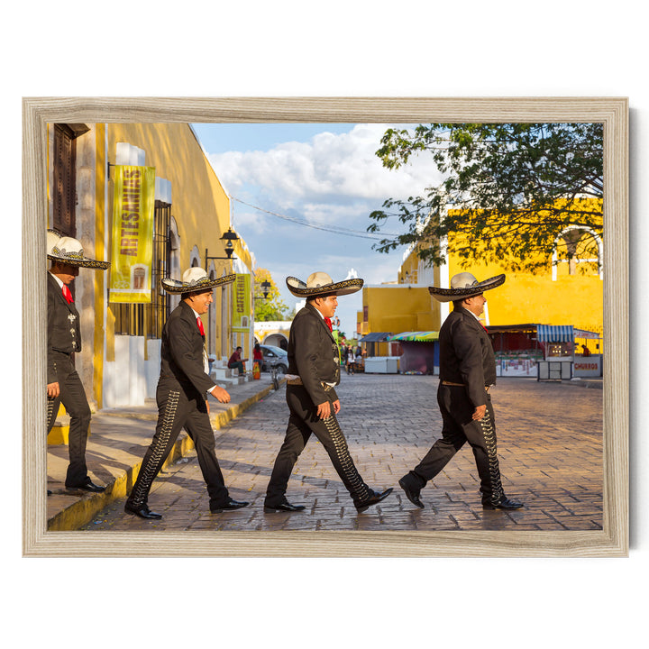 Mariachis, Beatles Style, Mexico – fine art print in a natural frame, no mat