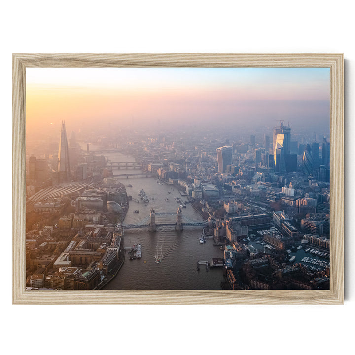 London Aerial II, England – fine art print in a natural frame, no mat