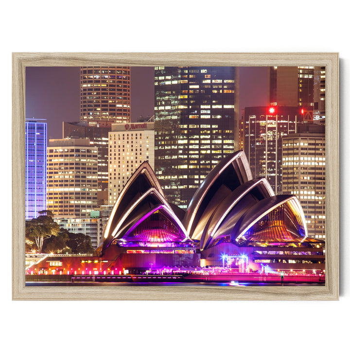 Night at the Opera House, Sydney, Australia – fine art print in a natural frame, no mat