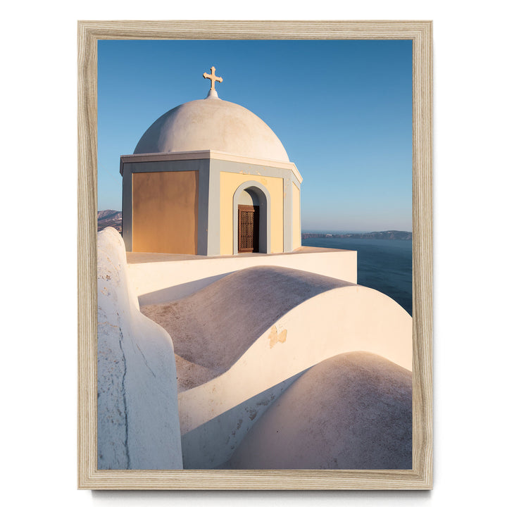 Greek Church, Santorini, Greece – fine art print in a natural frame, no mat