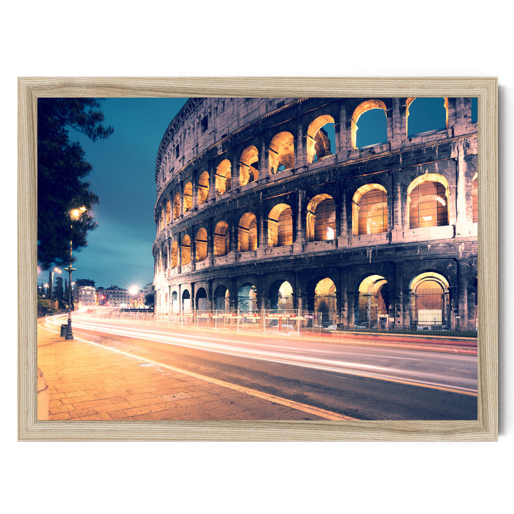 Night at the Colosseum, Rome, Italy – fine art print in a natural frame, no mat