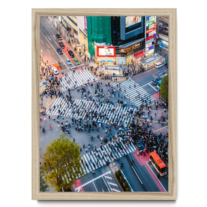Shibuya Crossing II, Tokyo, Japan – fine art print in a natural frame, no mat
