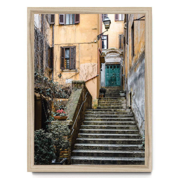 Alleys of Rome I, Italy – fine art print in a natural frame, no mat