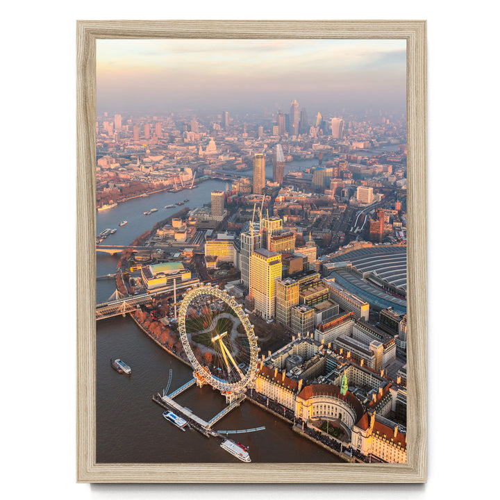 London Aerial I, England – fine art print in a natural frame, no mat