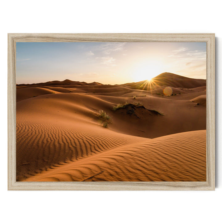 Sunset in the Sahara, Erg Chebbi, Morocco – fine art print in a natural frame, no mat