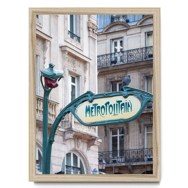 Metro Sign, Paris II, France – fine art print in a natural frame, no mat