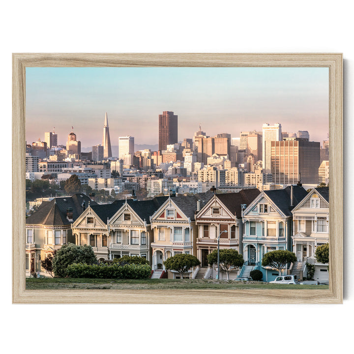 The Painted Ladies, San Francisco, California – fine art print in a natural frame, no mat
