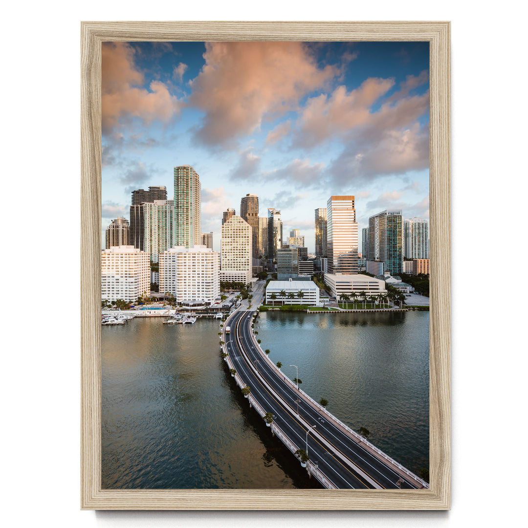 Miami Skyline II, Florida, USA – fine art print in a natural frame, no mat