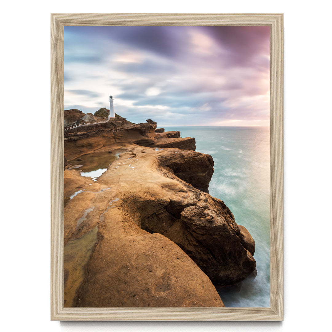 Castle Point Lighthouse, New Zealand – fine art print in a natural frame, no mat