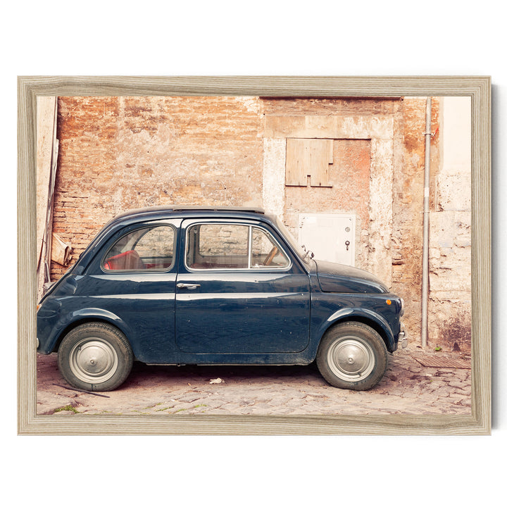 Vintage Fiat 500, Rome, Italy – fine art print in a natural frame, no mat