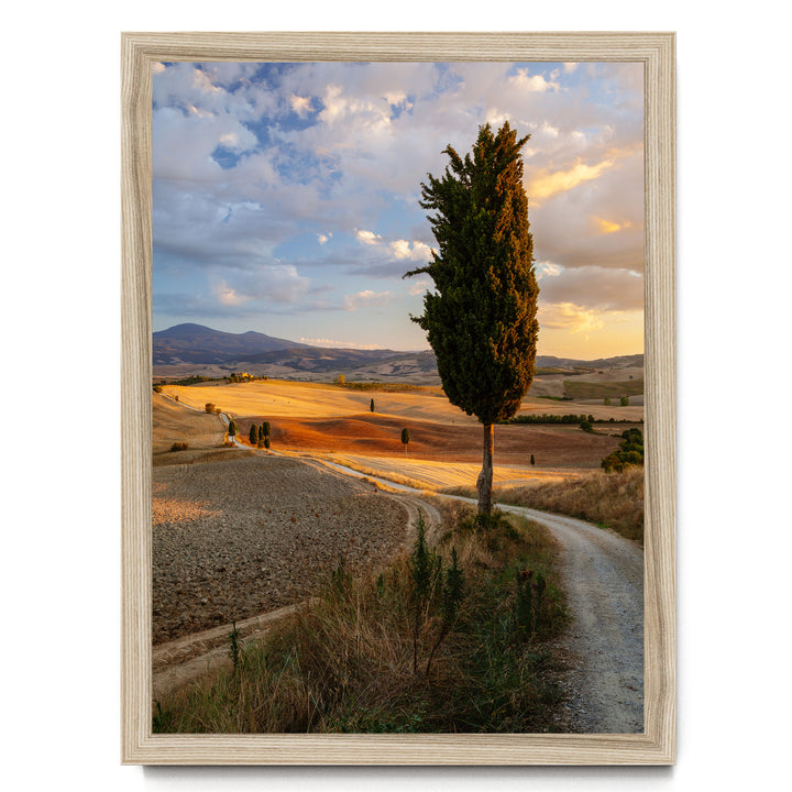 Tuscany at Sunset, Italy – fine art print in a natural frame, no mat