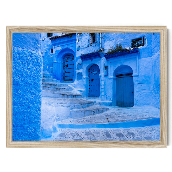 In the Streets of Chefchaouen, Morocco – fine art print in a natural frame, no mat