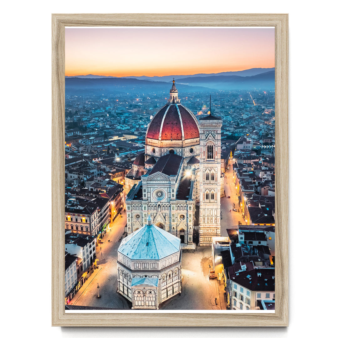 Dawn over Florence, Tuscany, Italy – fine art print in a natural frame, no mat
