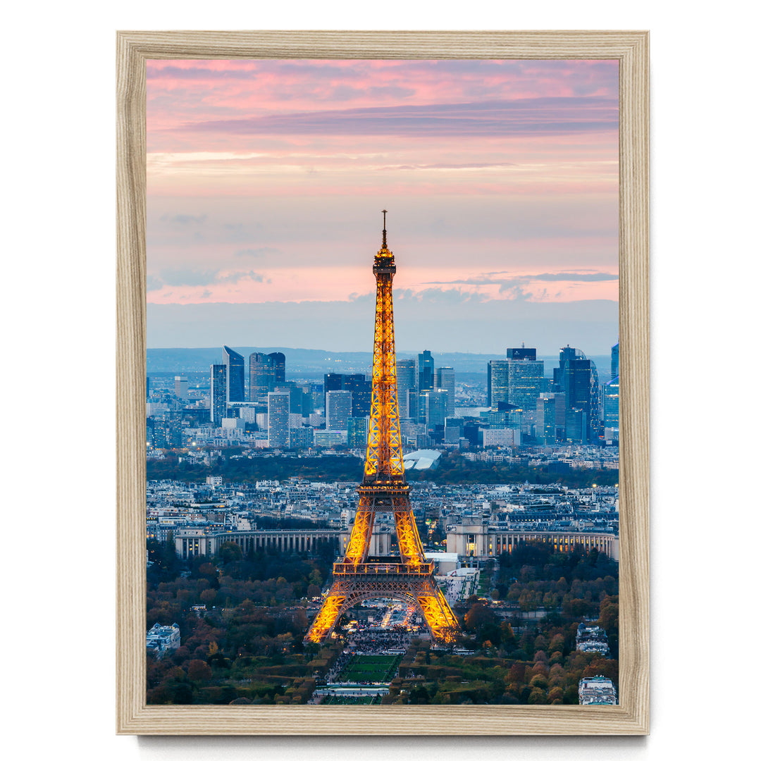 Eiffel Tower at Sunset, Paris, France – fine art print in a natural frame, no mat