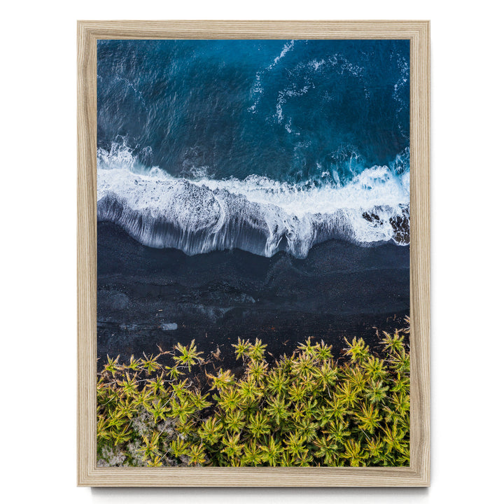 Black Beach, Big Island, Hawaii – fine art print in a natural frame, no mat