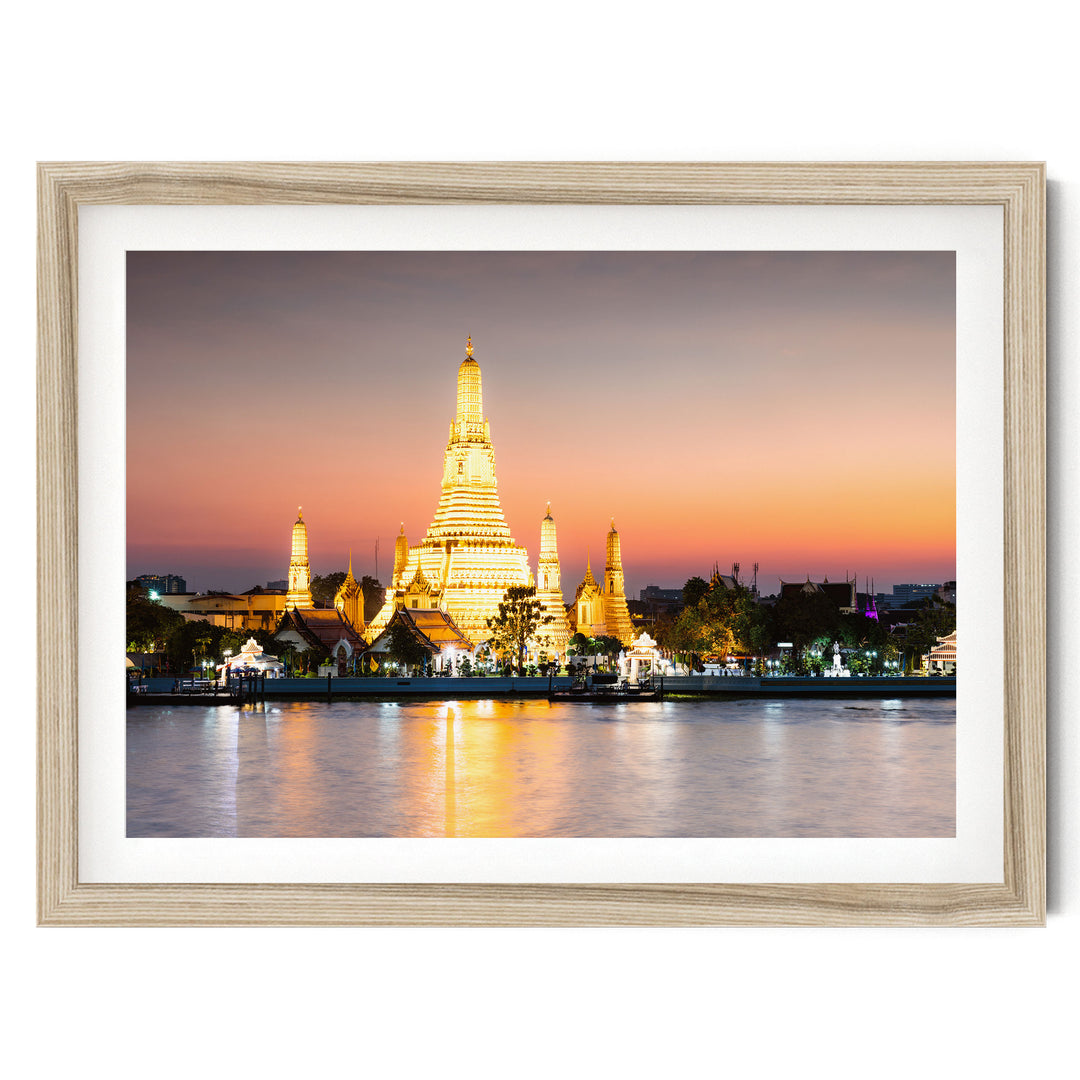 Wat Arun, Bangkok, Thailand – fine art print in a natural frame with white mat