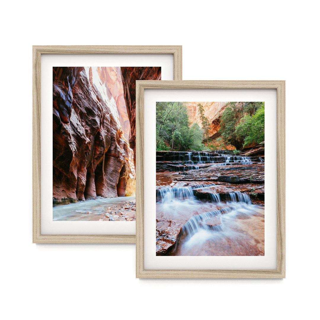 Zion National Park, Utah – Print Set of 2 – fine art print set in natural frames with white mats