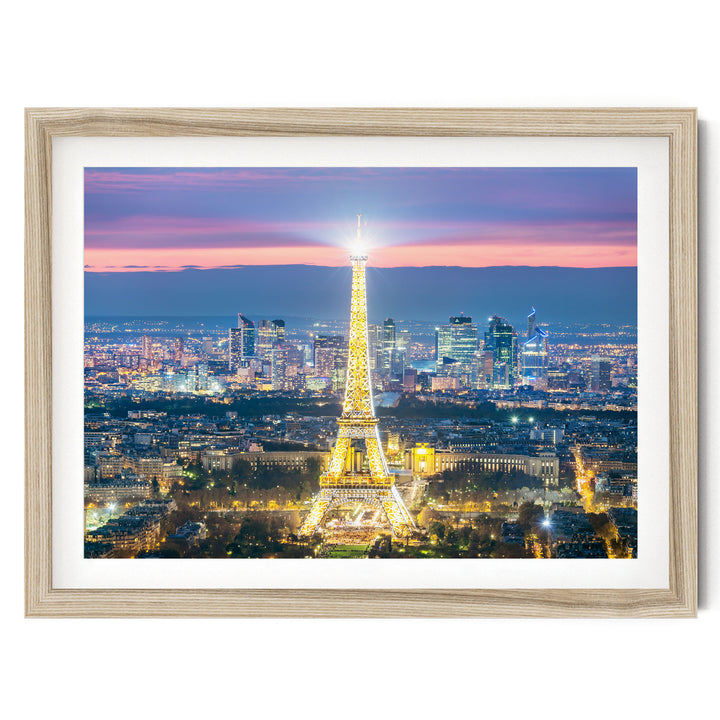 Night in Paris I, France – fine art print in a natural frame with white mat