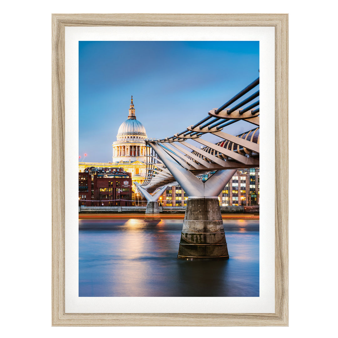 Millennium Bridge, London, England – fine art print in a natural frame with white mat