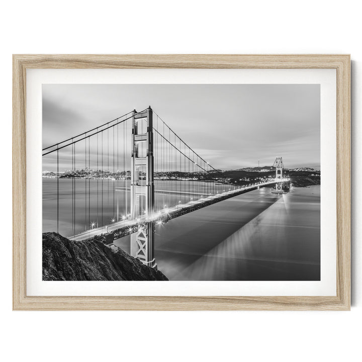 Dawn at the Golden Gate I, San Francisco, California – fine art print in a natural frame with white mat