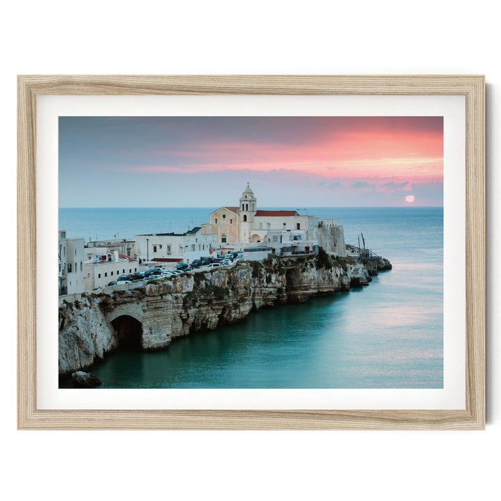 Vieste, Puglia II, Italy – fine art print in a natural frame with white mat