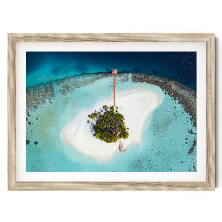 Desert Island, Maldives – fine art print in a natural frame with white mat