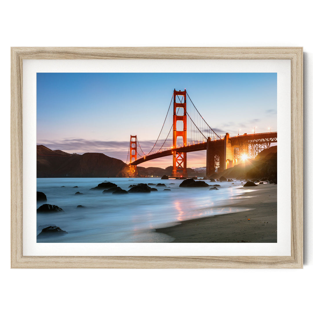 Iconic Golden Gate I, San Francisco, California – fine art print in a natural frame with white mat