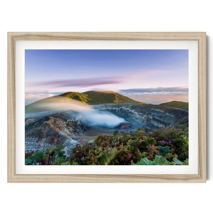 Poás Volcano, Costa Rica – fine art print in a natural frame with white mat