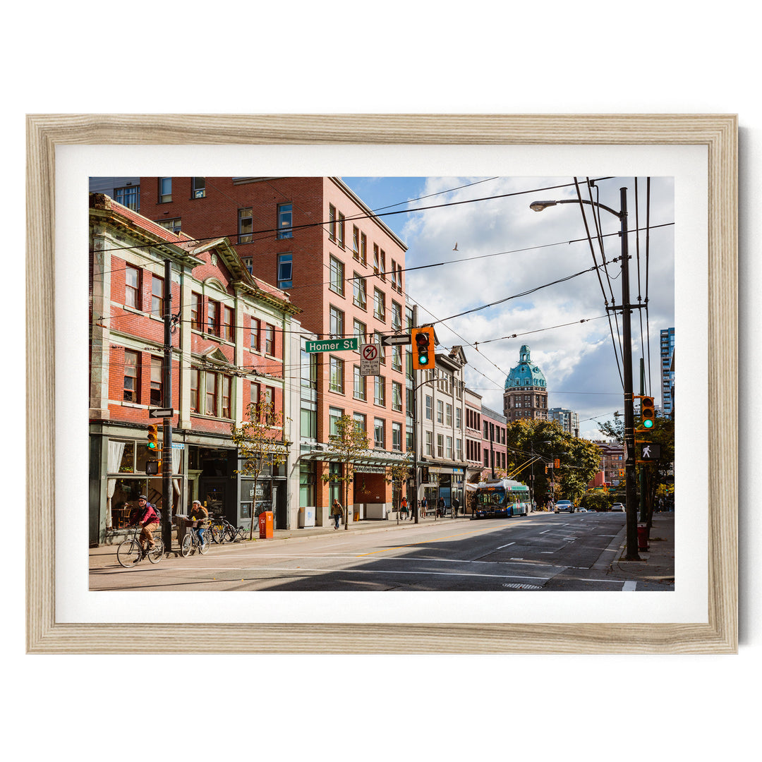 In the Streets of Vancouver, British Columbia, Canada – fine art print in a natural frame with white mat