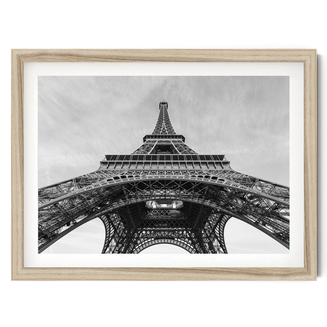 Under the Eiffel Tower, Paris, France – fine art print in a natural frame with white mat