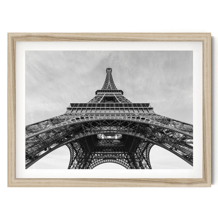 Under the Eiffel Tower, Paris, France – fine art print in a natural frame with white mat