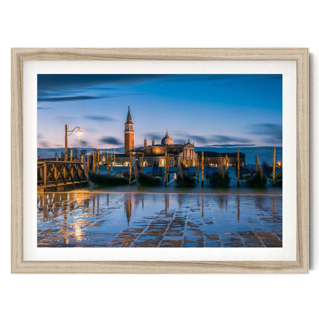 San Marco at Blue Hour, Venice, Italy – fine art print in a natural frame with white mat